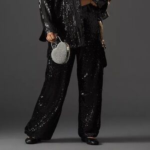 Anthropologie Black Sequin Cargo Pants- NwOT